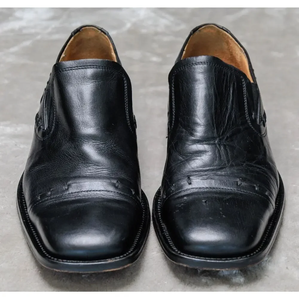 Kenneth Cole New York Black Leather Slip On Square Toe Loafers Mens Size 10